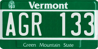 VT license plate AGR133