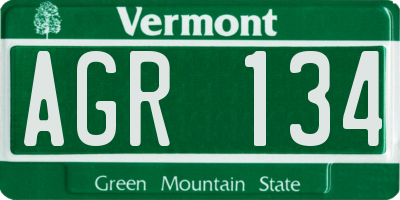 VT license plate AGR134