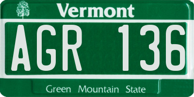VT license plate AGR136