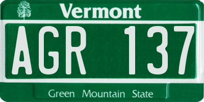 VT license plate AGR137