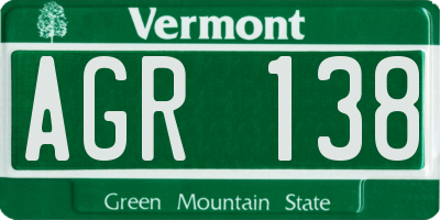 VT license plate AGR138