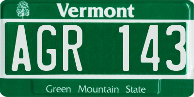 VT license plate AGR143