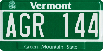 VT license plate AGR144
