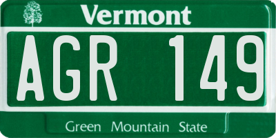 VT license plate AGR149