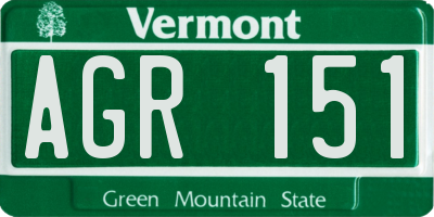 VT license plate AGR151