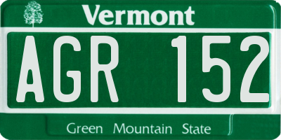 VT license plate AGR152