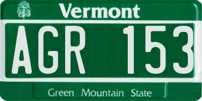 VT license plate AGR153
