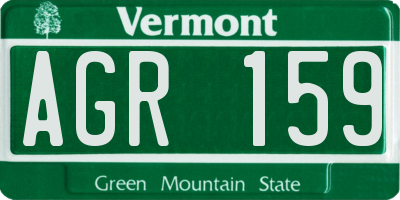 VT license plate AGR159
