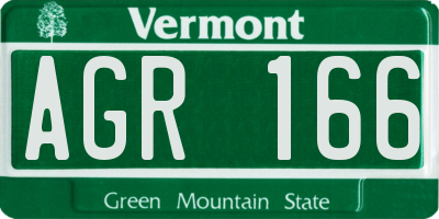 VT license plate AGR166
