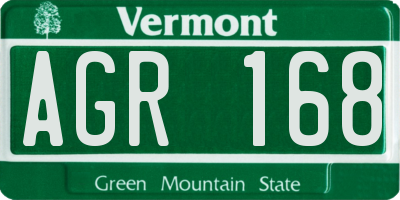 VT license plate AGR168