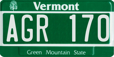VT license plate AGR170