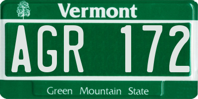 VT license plate AGR172