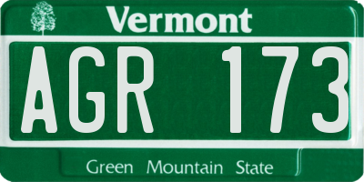 VT license plate AGR173
