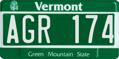 VT license plate AGR174