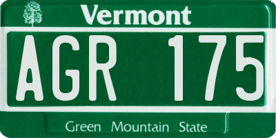 VT license plate AGR175