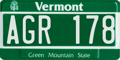 VT license plate AGR178