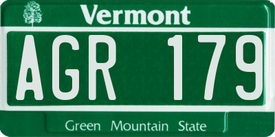 VT license plate AGR179