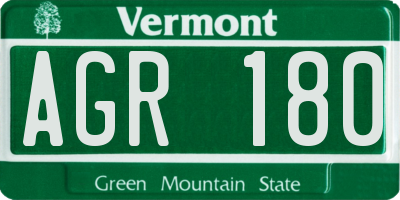 VT license plate AGR180