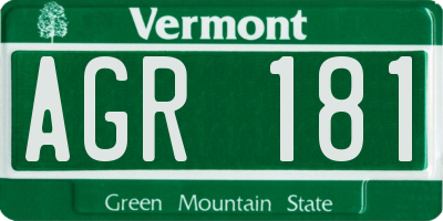 VT license plate AGR181