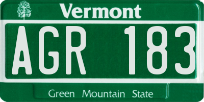 VT license plate AGR183