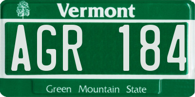 VT license plate AGR184