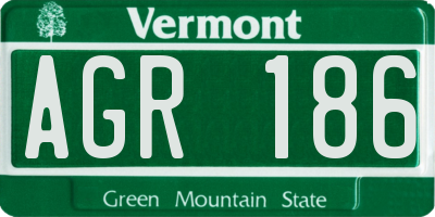 VT license plate AGR186