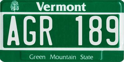 VT license plate AGR189