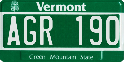 VT license plate AGR190