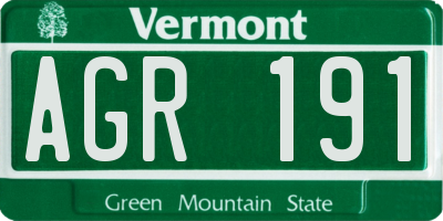 VT license plate AGR191