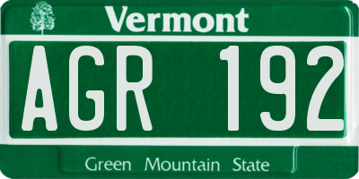 VT license plate AGR192