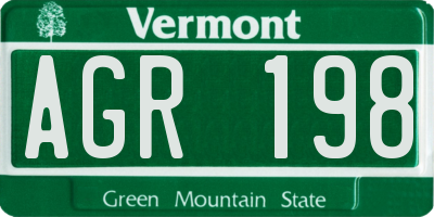 VT license plate AGR198