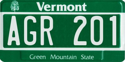 VT license plate AGR201