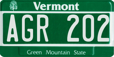 VT license plate AGR202