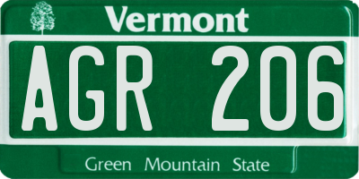 VT license plate AGR206