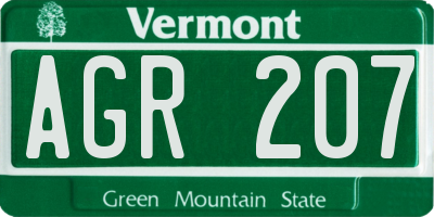 VT license plate AGR207