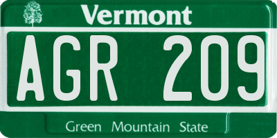VT license plate AGR209