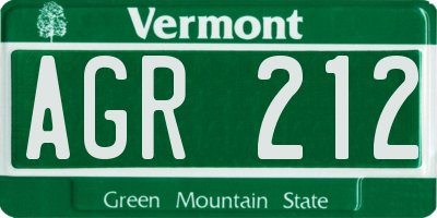 VT license plate AGR212