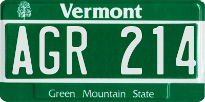 VT license plate AGR214