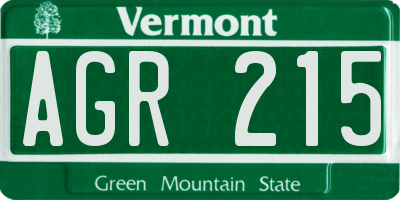 VT license plate AGR215