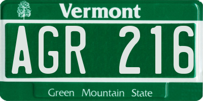 VT license plate AGR216