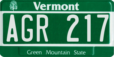 VT license plate AGR217