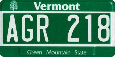 VT license plate AGR218
