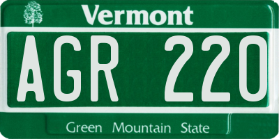 VT license plate AGR220