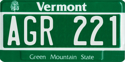 VT license plate AGR221