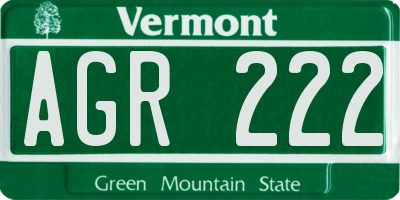 VT license plate AGR222