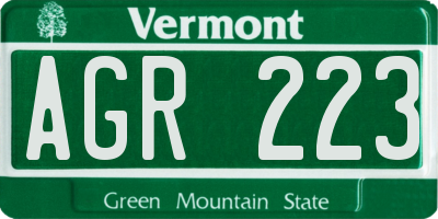 VT license plate AGR223