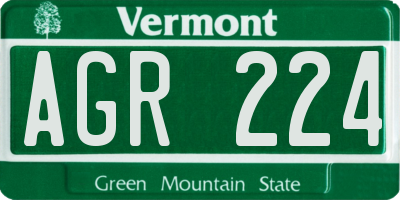 VT license plate AGR224