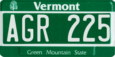 VT license plate AGR225