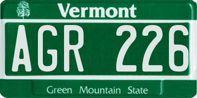 VT license plate AGR226