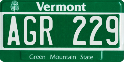 VT license plate AGR229